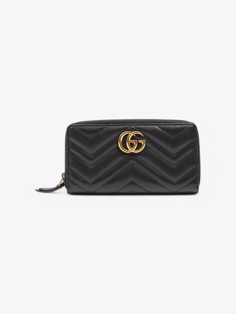 Gucci Marmont Zippy Wallet Black Calfskin Leather