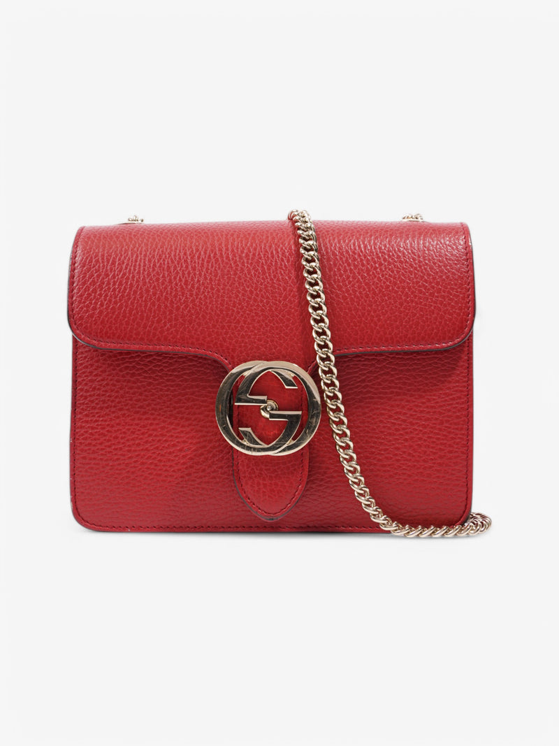 Gucci Interlocking Chain Shoulder Red Calfskin Leather