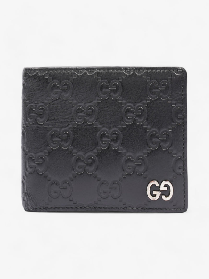 Gucci Guccissima Compact Wallet Black Leather