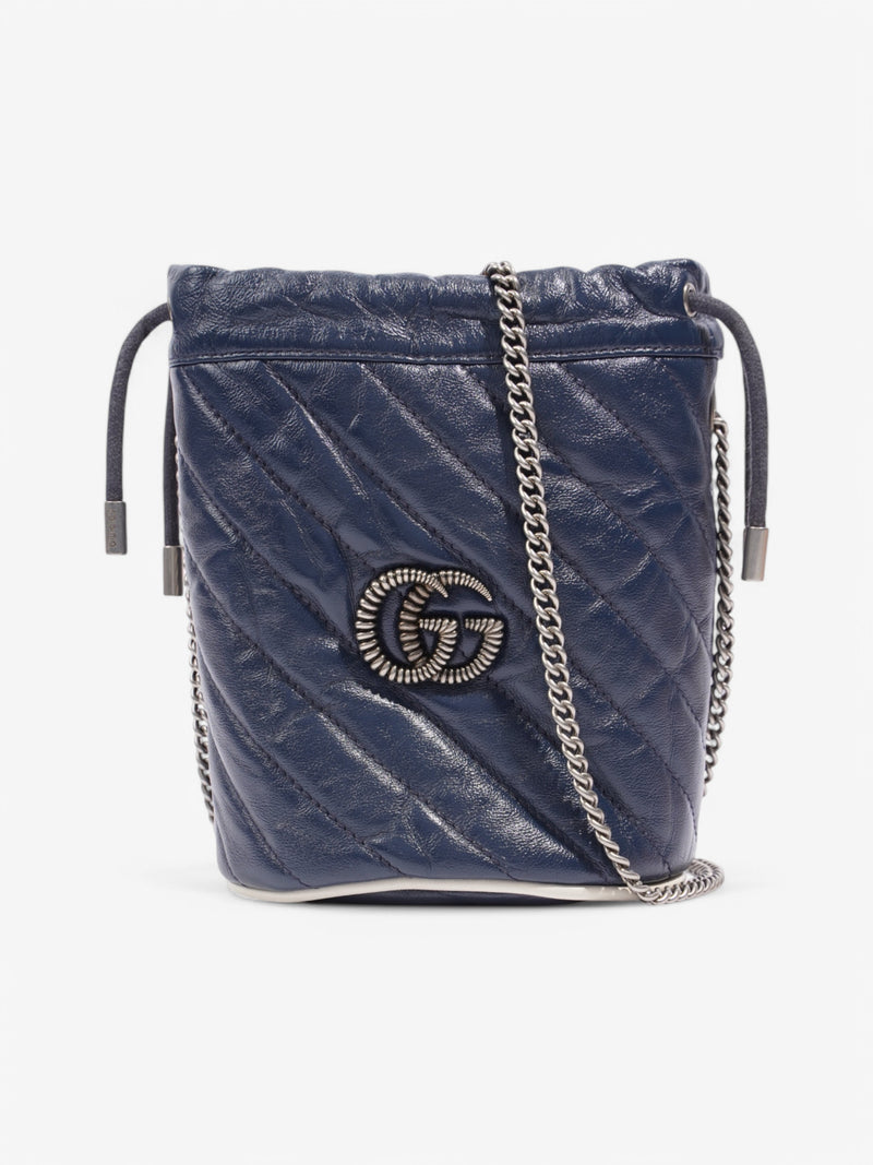 Gucci Marmont Drawstring Shoulder Bag Navy Leather