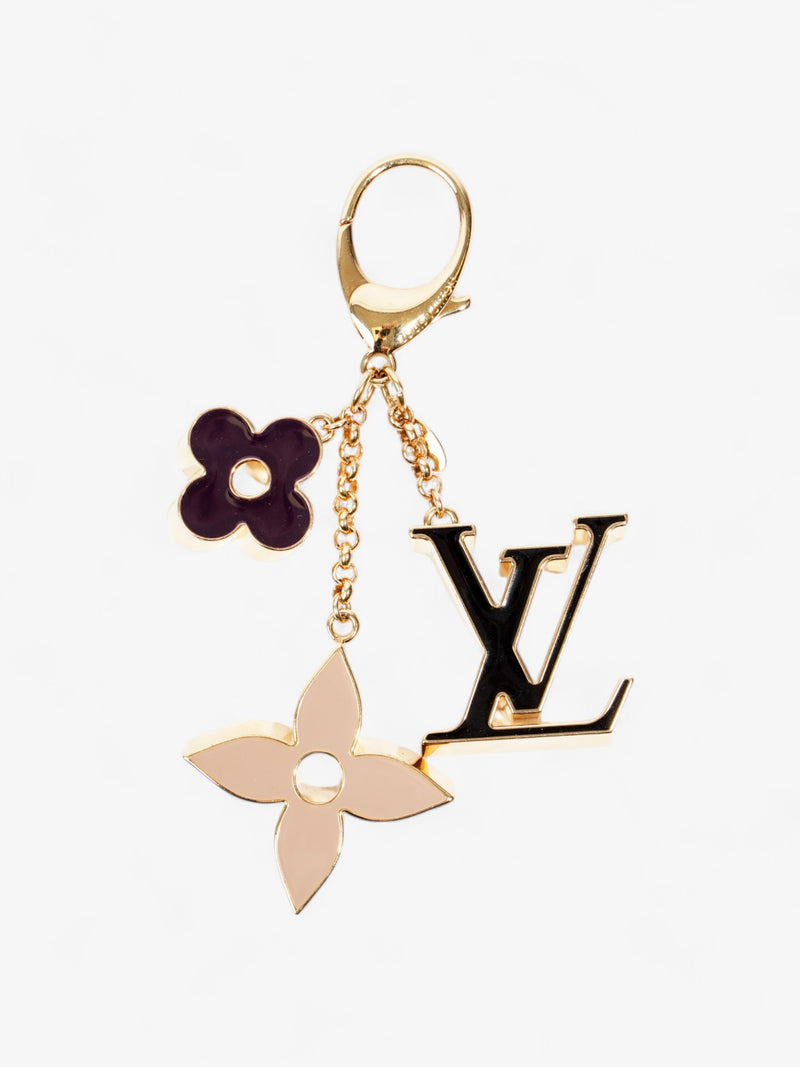 Louis Vuitton Fleur De Monogram Bag Charm Gold / Black / Beige Base Metal