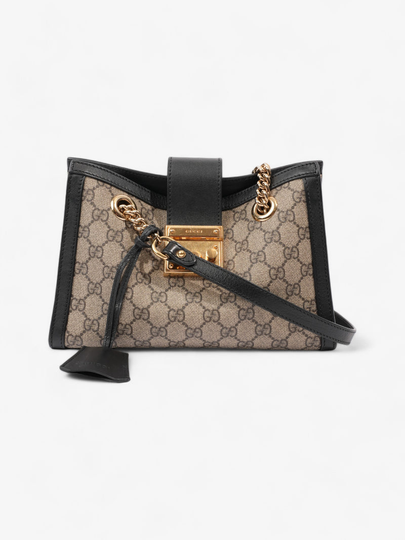 Gucci Padlock Beige And Ebony GG Supreme / Black Coated Canvas Small