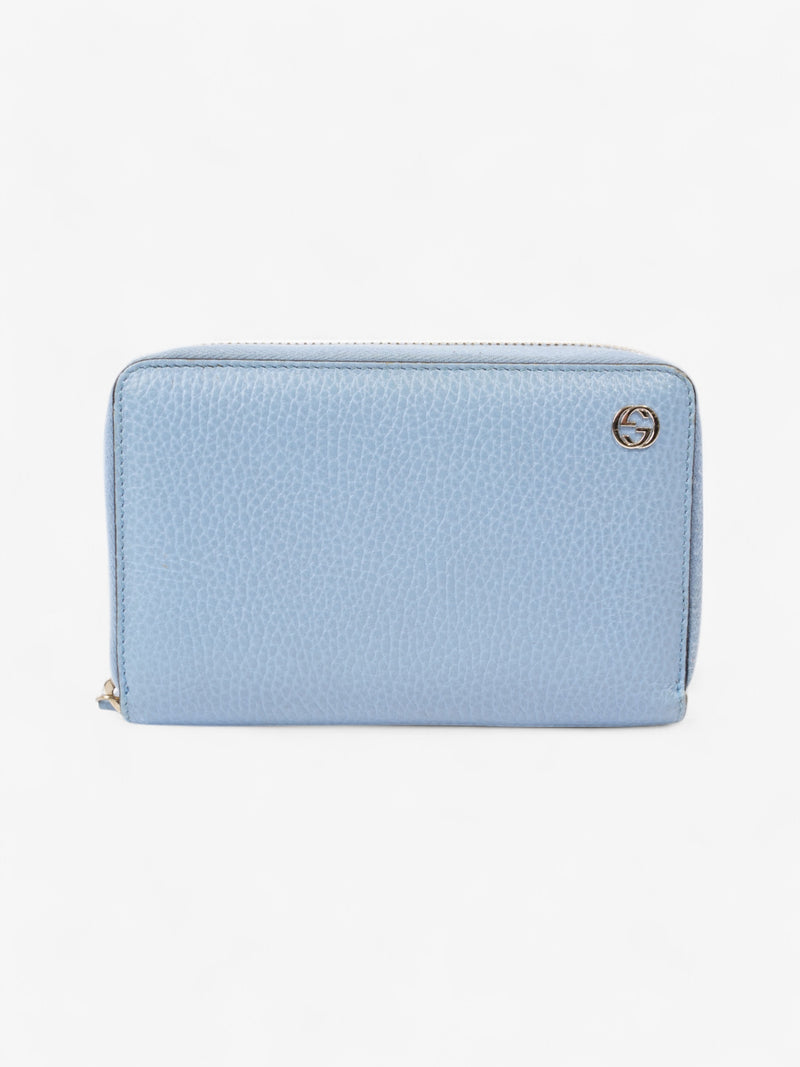 Gucci Zip Around Wallet Light Blue / Light Gold Leather Medium
