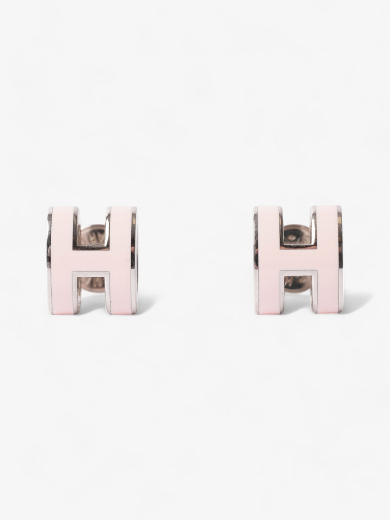 Hermes Mini Pop H Earrings Rose Dragee / Silver Enamel