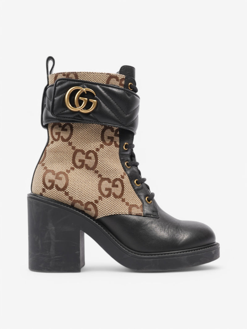 Gucci GG Platform Boots 90 Beige  / Black Leather EU 38 UK 5