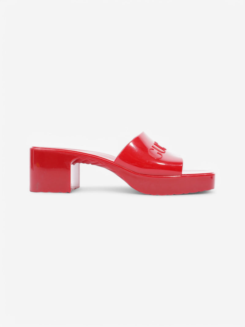 Gucci Gucci Logo Embossed Sandals 50 Red Rubber EU 37 UK 4