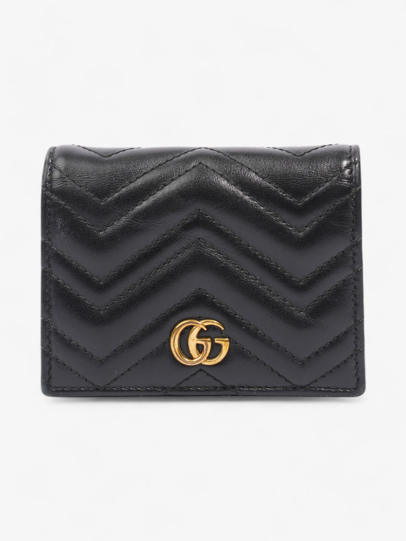Gucci GG Marmont Card Case Wallet Black / Gold Matelasse Leather