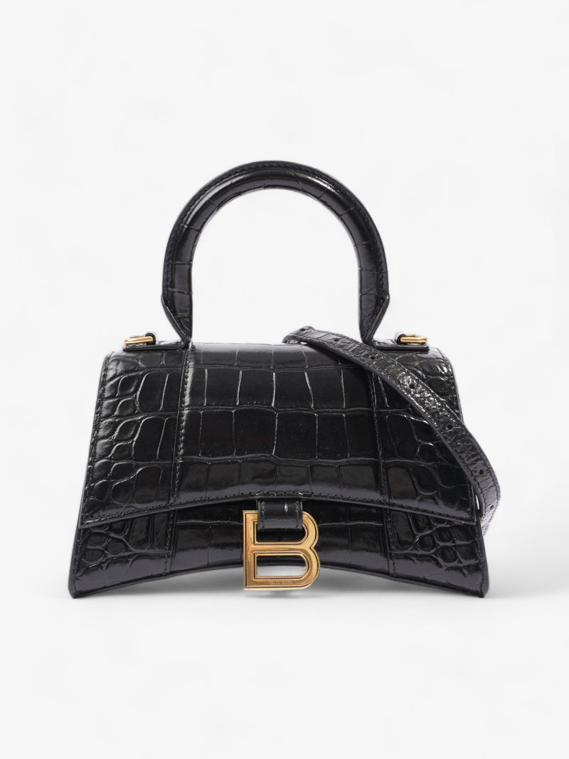 Hourglass XS Crocodile Black Leather