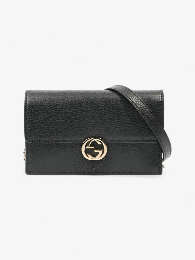 Gucci Interlocking GG Chain Wallet Black Leather