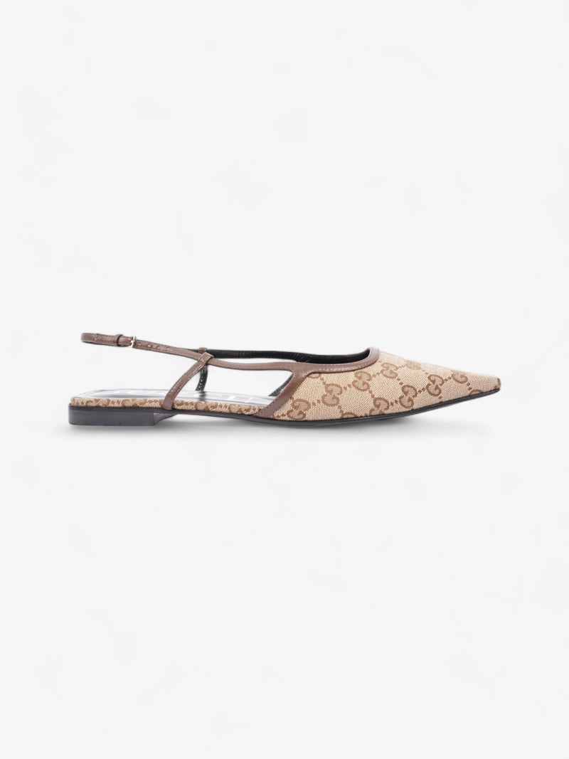 Gucci GG Slingback Pumps Beige  / Brown Canvas EU 41 UK 8.5