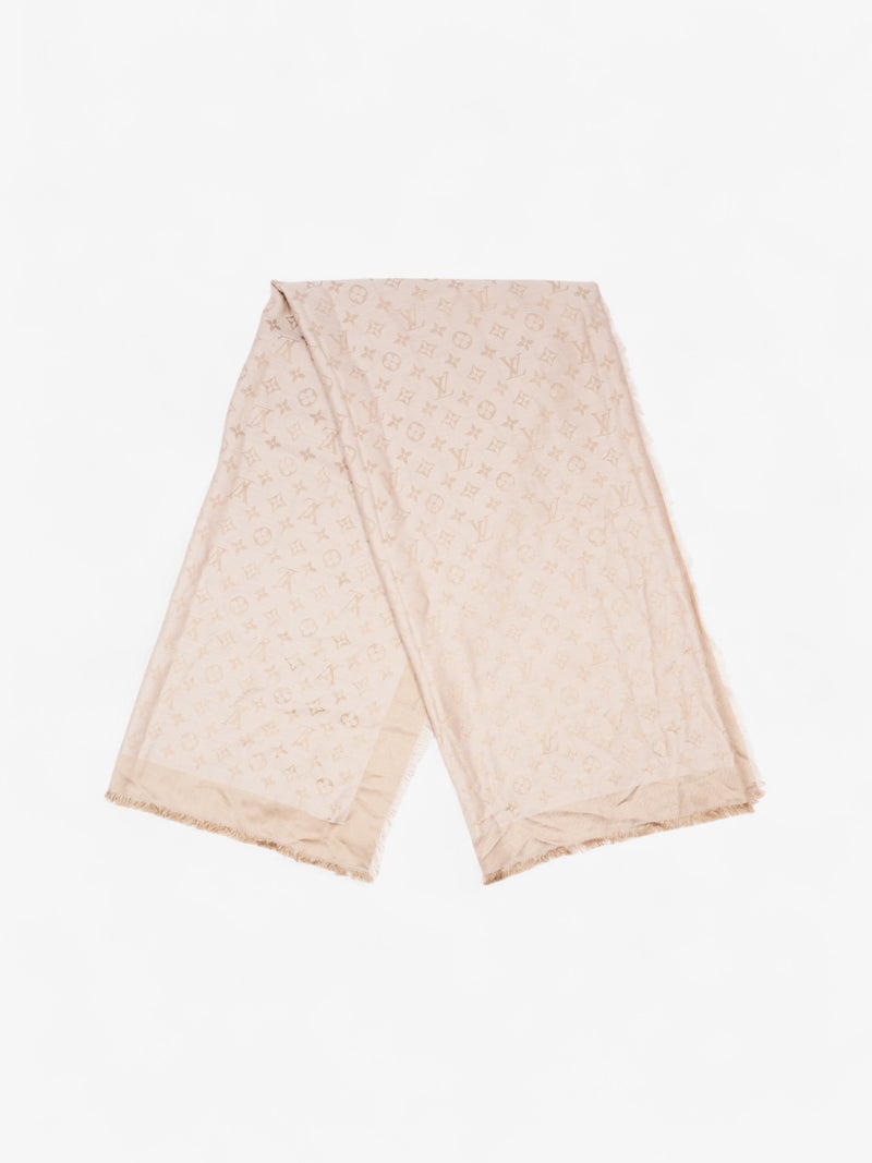 Louis Vuitton Monogram Shawl Beige Silk 139cm x 139cm