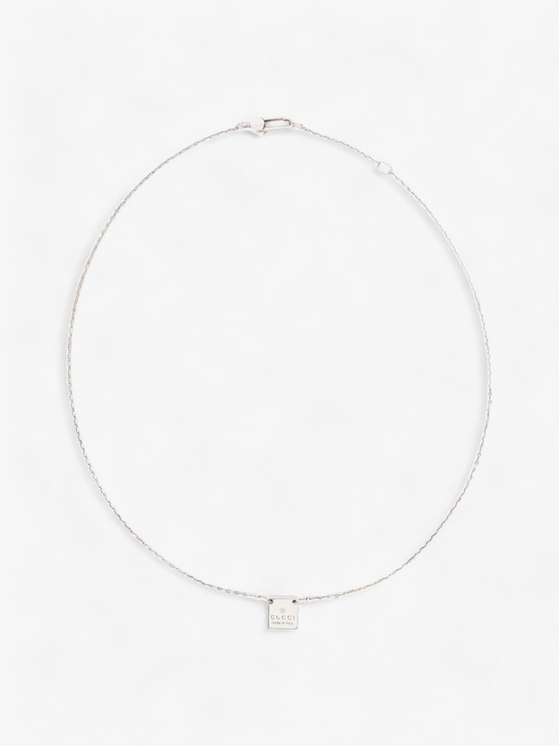 Gucci Logo Pendant Necklace Silver Silver Sterling