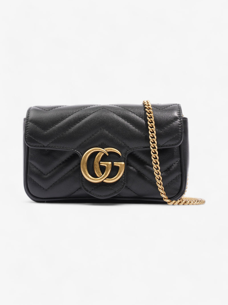 Gucci GG Marmont Black Matelasse Leather Super Mini