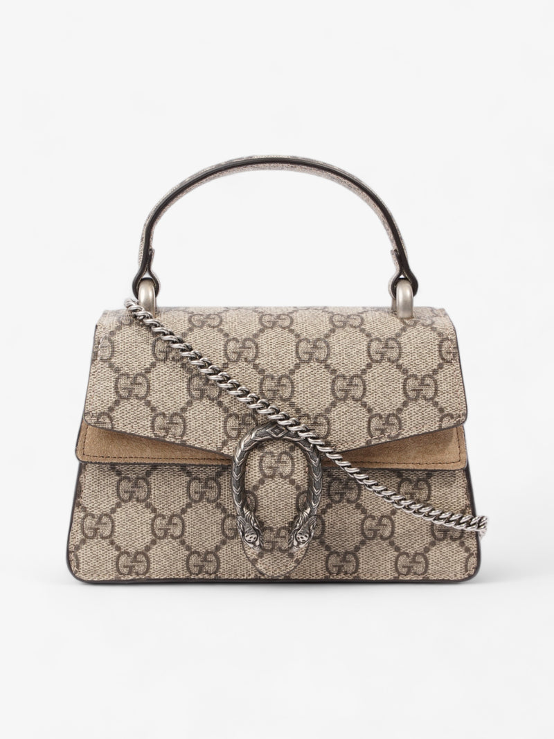Gucci Mini Dionysus Top Handle Beige And Ebony GG Supreme Coated Canvas
