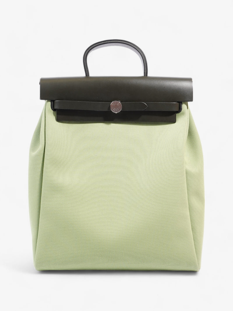 Hermes Herbag Backpack Green Canvas