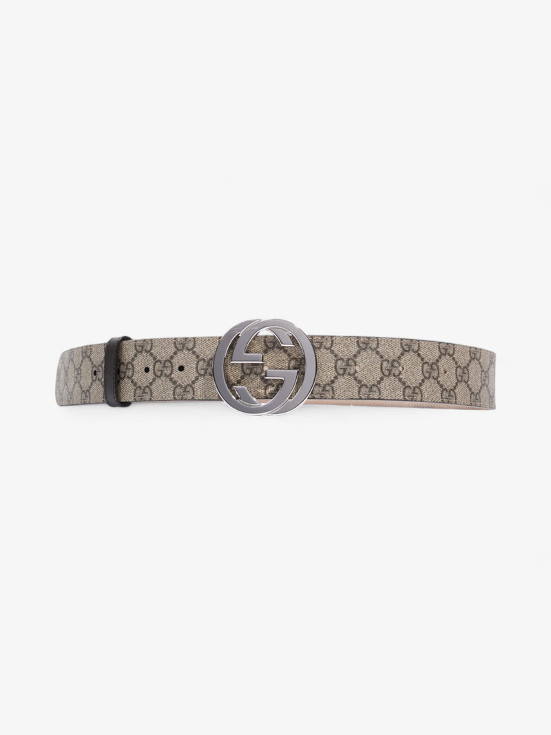 Gucci Interlocking G Belt GG Supreme / Silver Canvas 100cm / 40