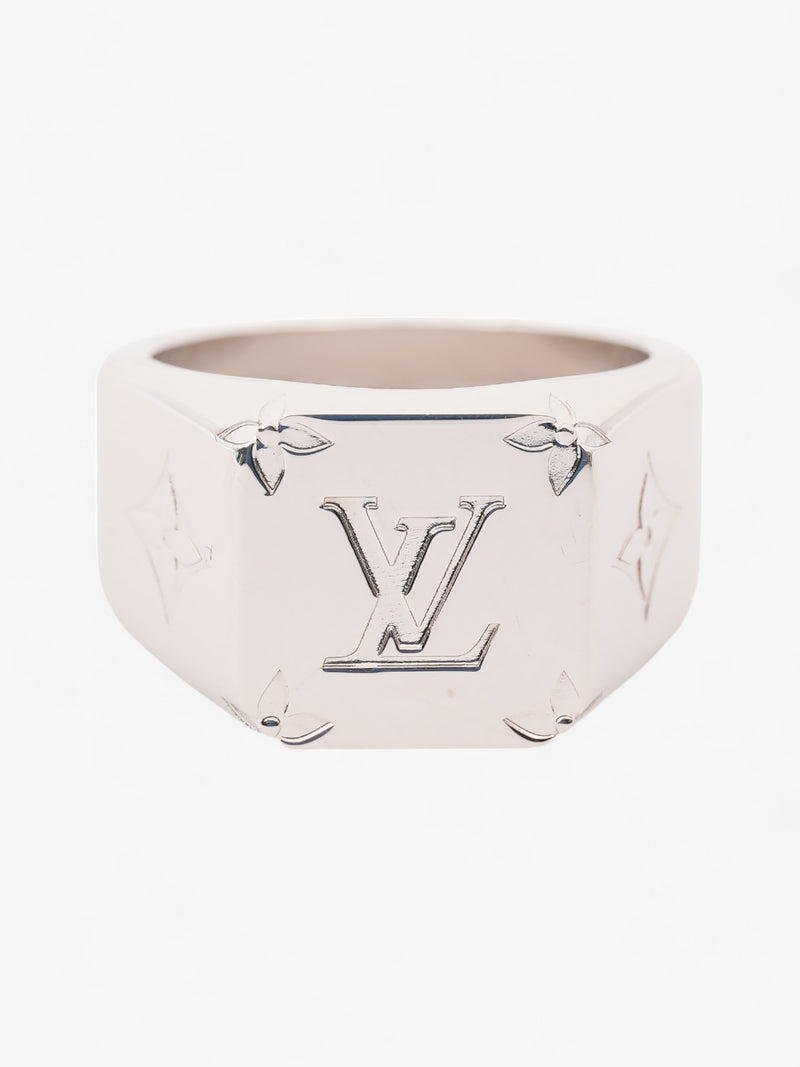 Louis Vuitton Monogram Signet Ring Silver Base Metal Large - 63mm
