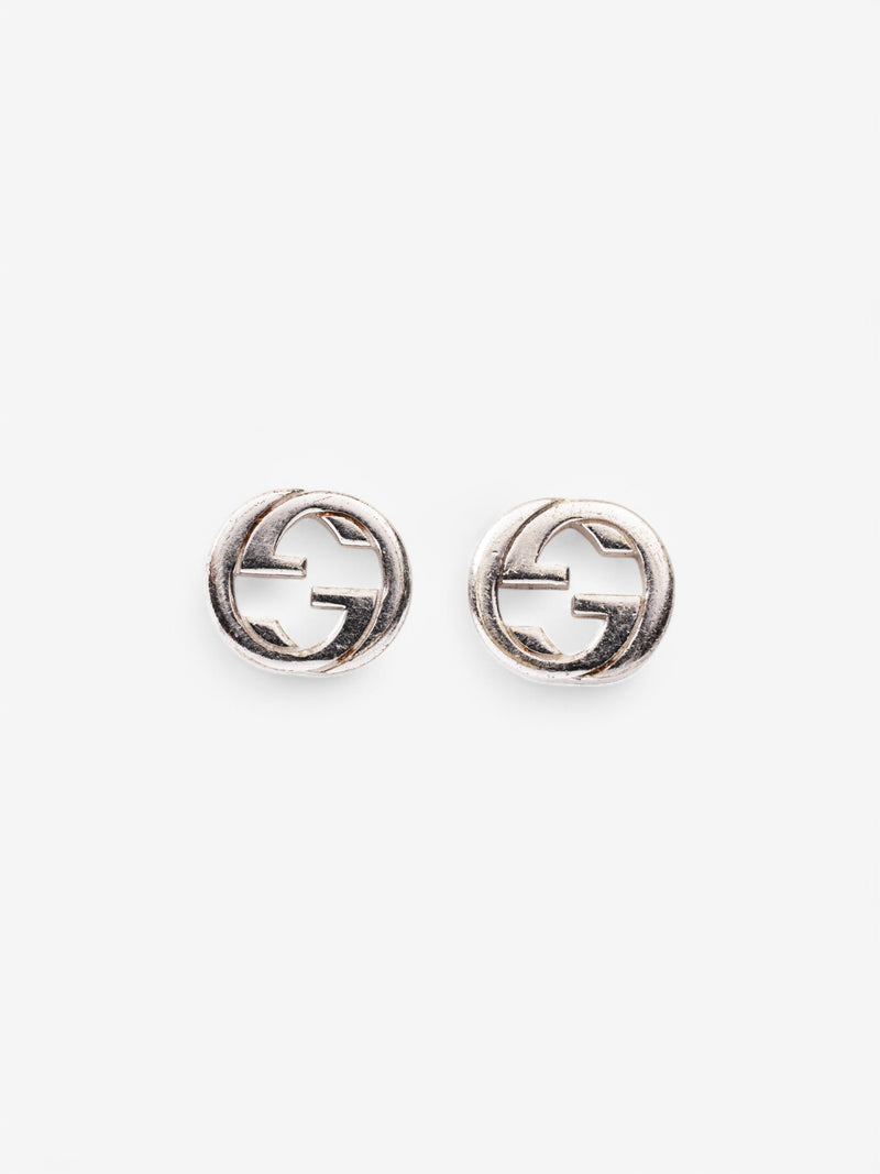 Gucci Interlocking G Stud Earrngs Silver Silver Sterling