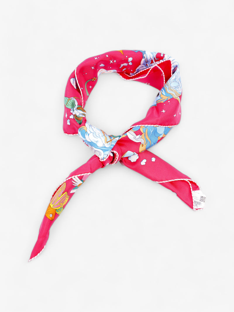 Hermes Sur Mon Nuage Carre Twill Pink Multicoloured Silk