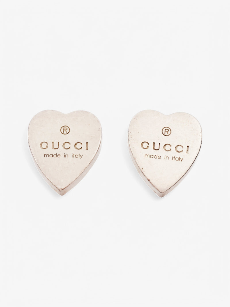 Gucci Trademark Heart Earrings Silver Silver Sterling