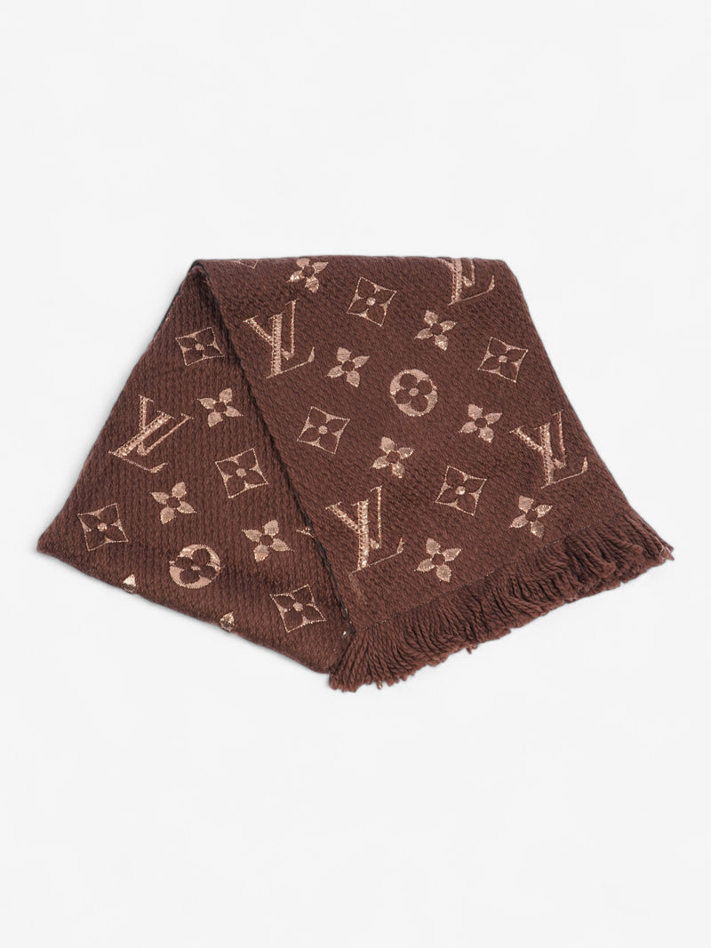 Louis Vuitton LogoMania Scarf Brown / Gold Wool