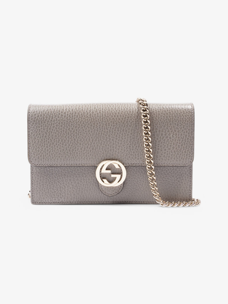 Gucci Interlocking GG Shoulder Bag Grey Leather