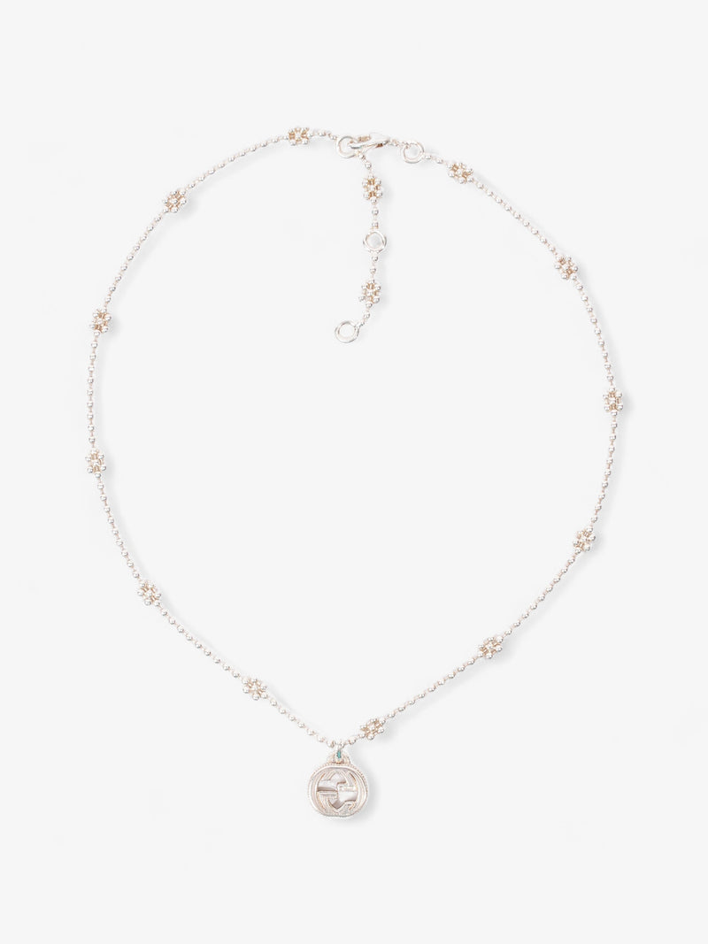 Gucci Interlocking G Necklace with Flower Silver Silver Sterling