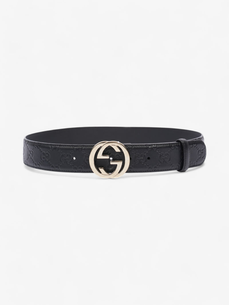 Gucci Interlocking G Belt Black / Light Gold Leather 80cm / 32