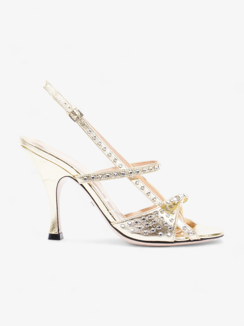 Gucci Gucci Crystal Sandals 80 Gold Leather EU 36 UK 3