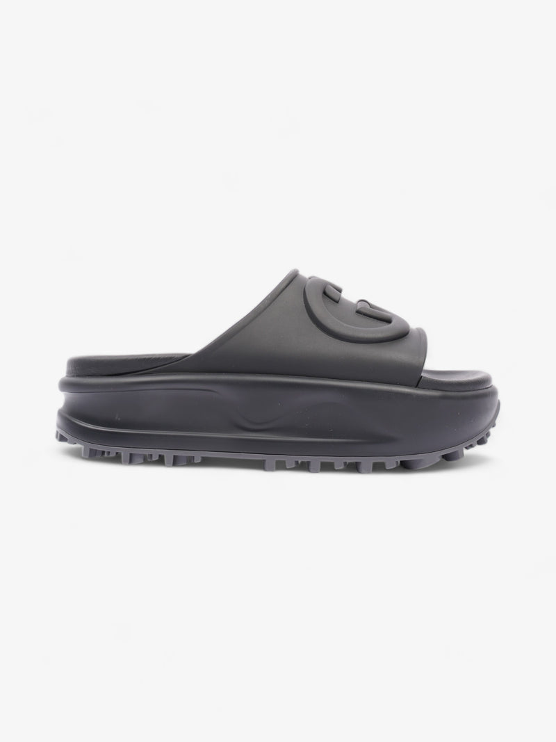 Gucci GG Platform Slides Black Rubber EU 35 UK 2