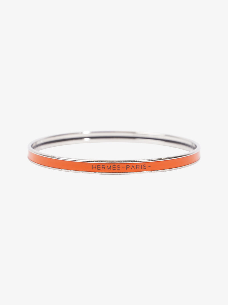 Hermes Uni Bangle Orange Fruite / Silver Enamel 65 (Small)