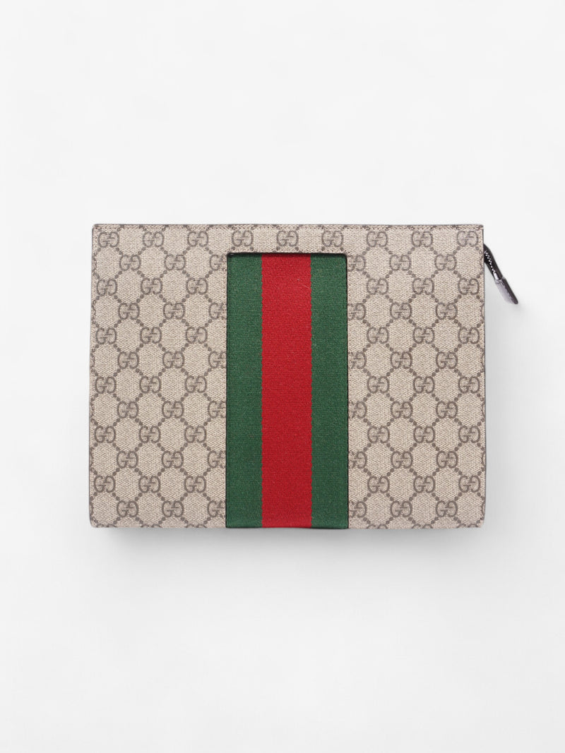 Gucci Web Clutch GG Supreme / Green / Red Canvas