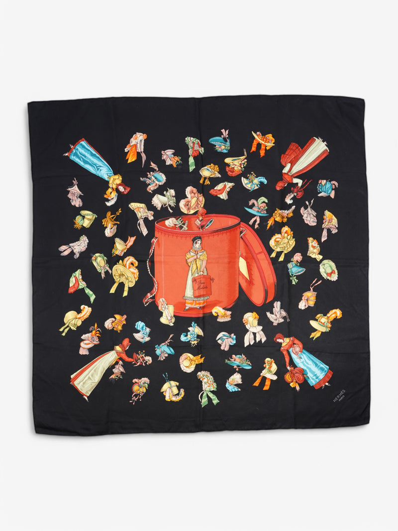 Hermes Modiste Scarf Black Silk 88cm x 88xm