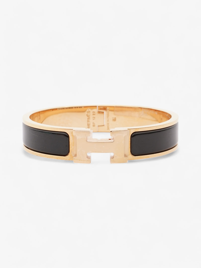 Hermes Clic H Bracelet Gold / Black Enamel GM