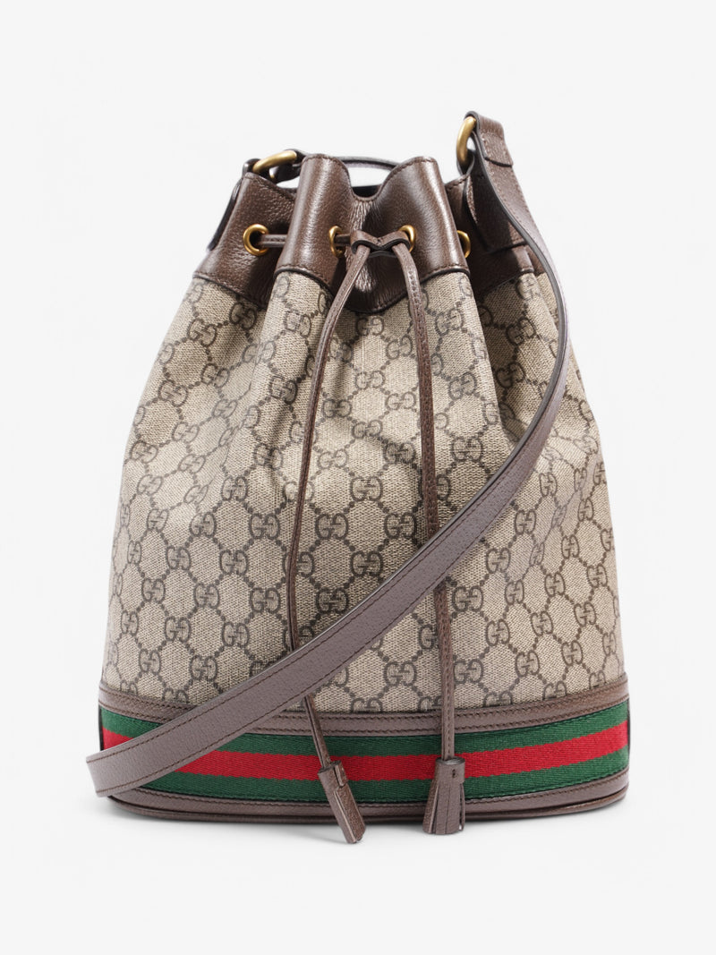 Gucci Ophidia GG Bucket Bag Beige  / Brown / Green Coated Canvas