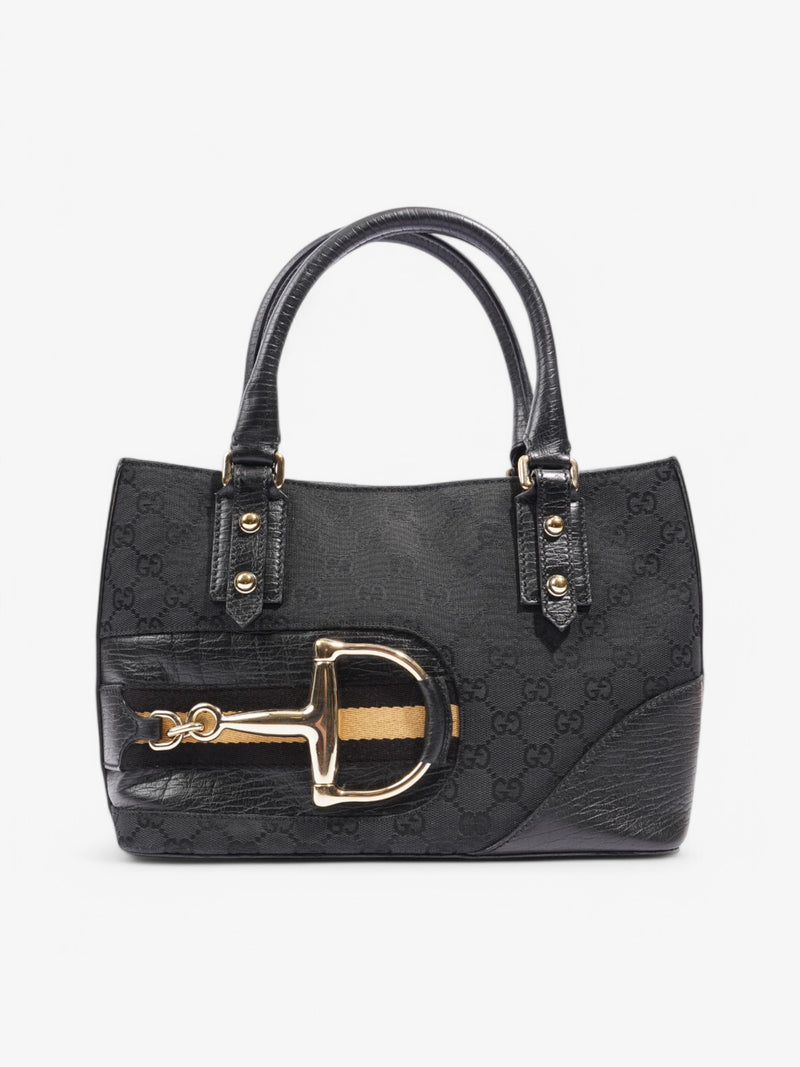 Gucci Sherry GG Horsebit Bag Black Canvas
