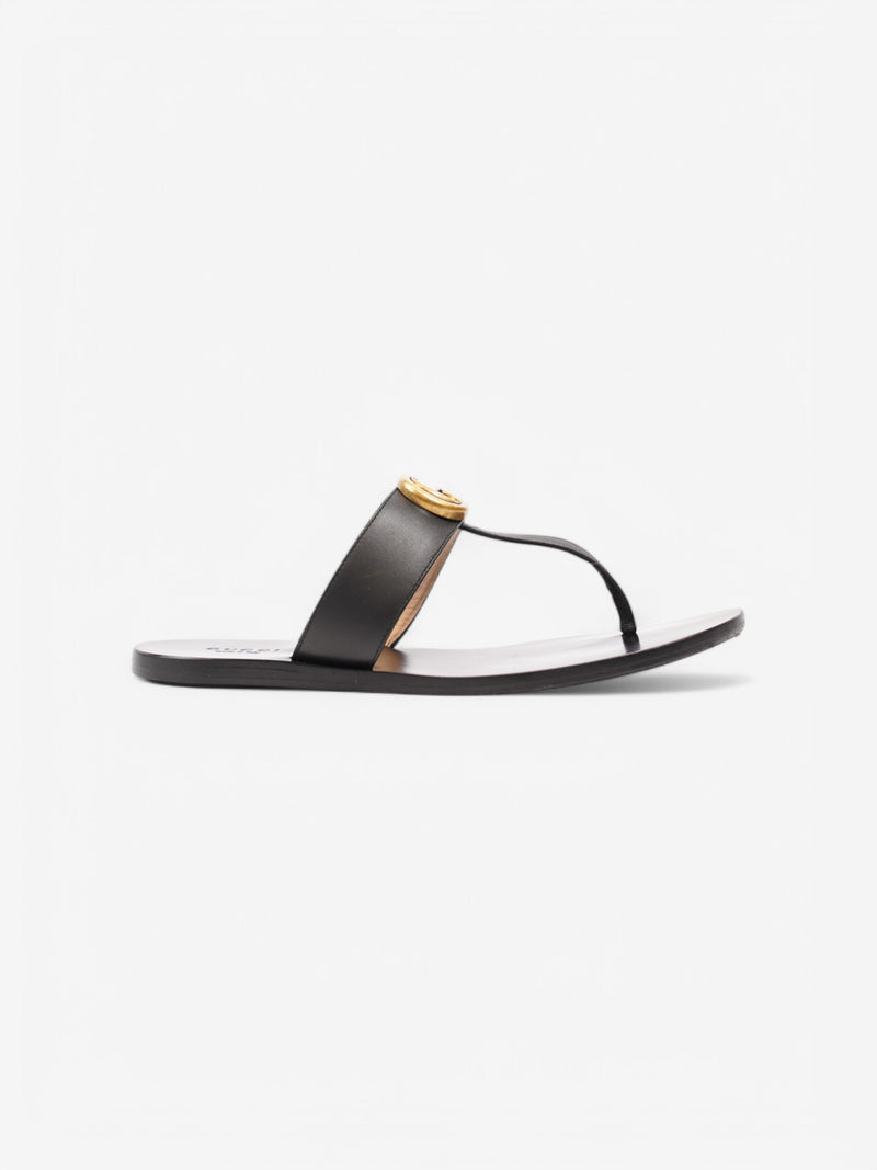 Gucci GG Thong Sandals Black Leather EU 37 UK 4