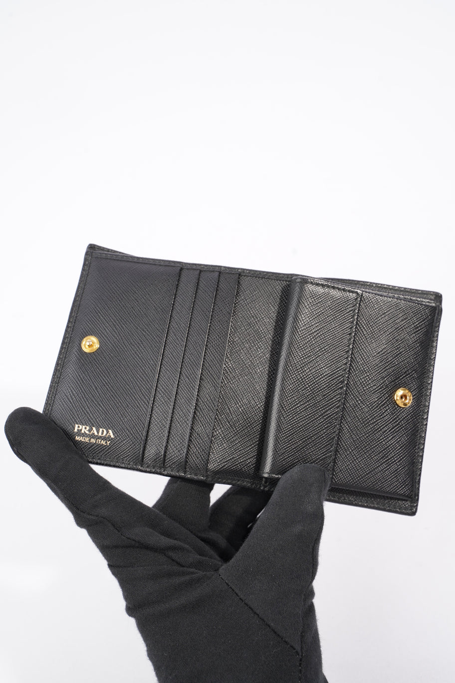 Prada Compact Wallet Black Saffiano Leather Image 5