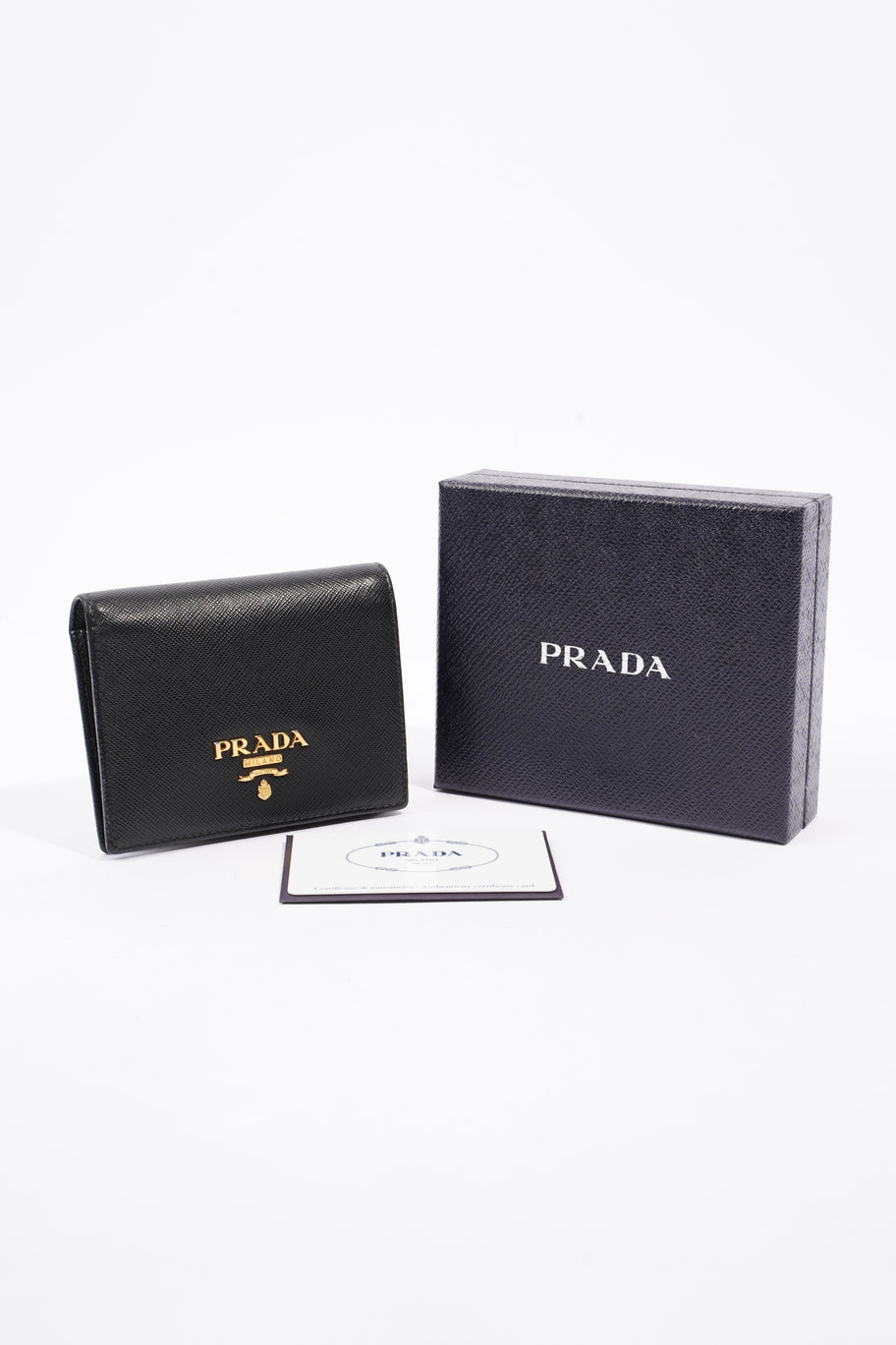 Prada Compact Wallet Black Saffiano Leather Image 6