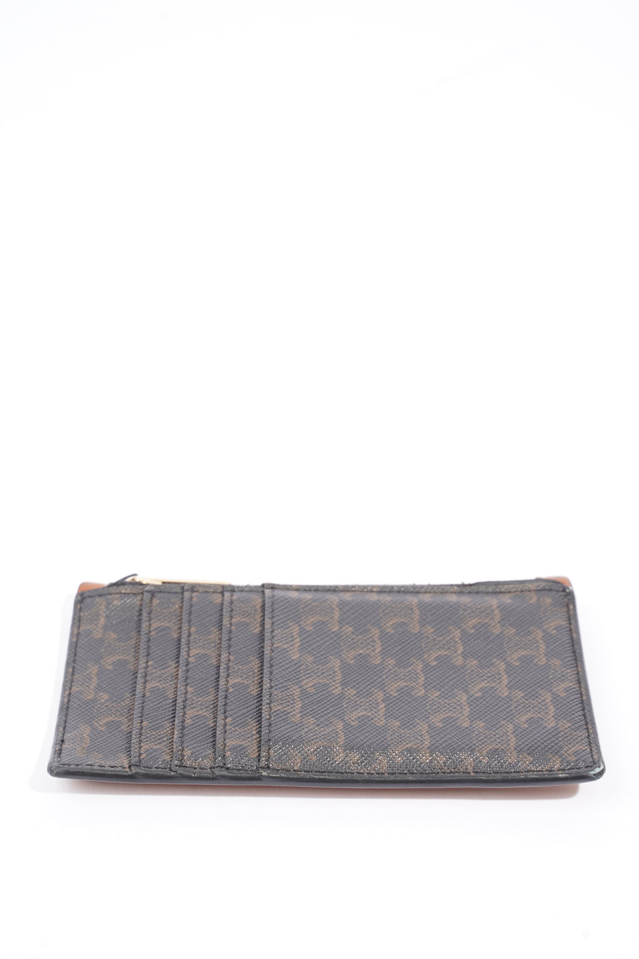 Celine Triomphe Coin Case Brown Monogram Leather Image 3