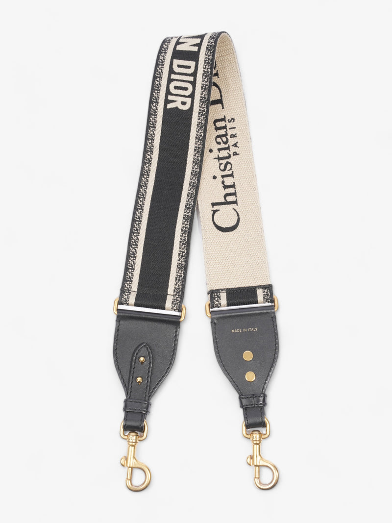  Christian Dior Shoulder Strap Beige / Navy Canvas
