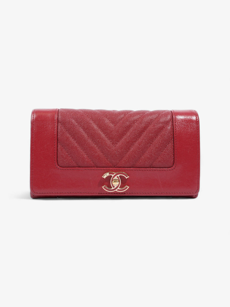  Chanel Mademoiselle Long Wallet Red Caviar Leather