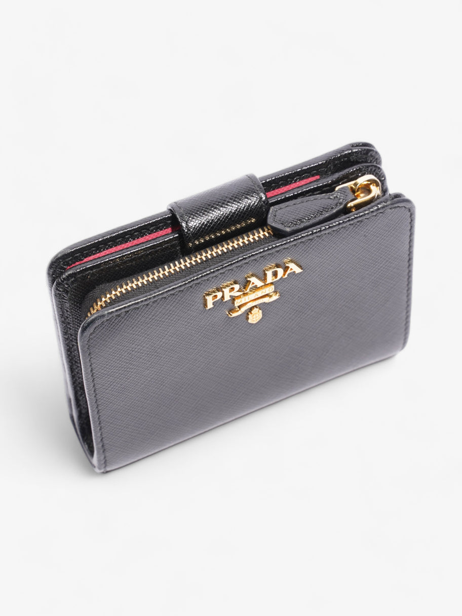 Compact Wallet Black Saffiano Leather Image 6