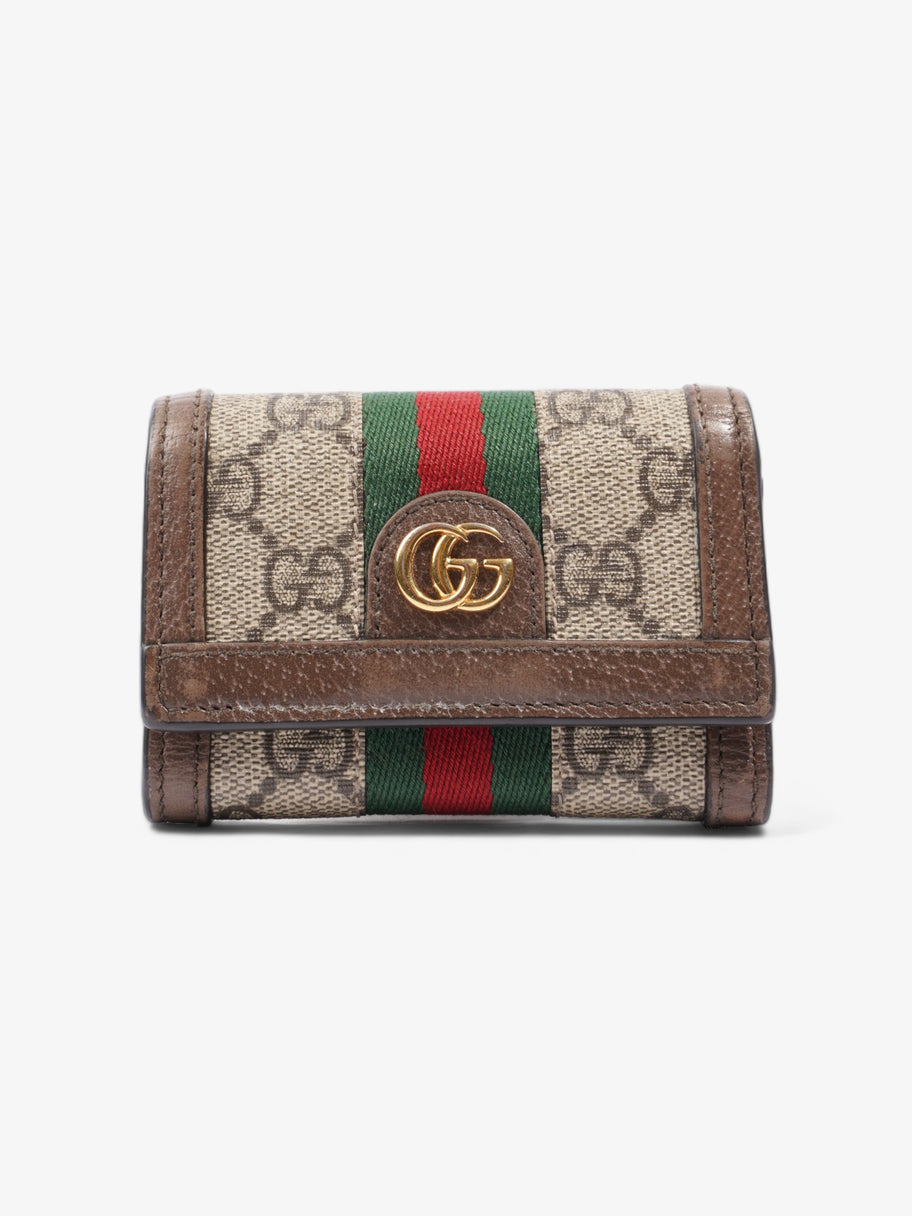Gucci Ophidia GG French Flap Wallet GG Supreme / Red / Green Coated Canvas Image 1