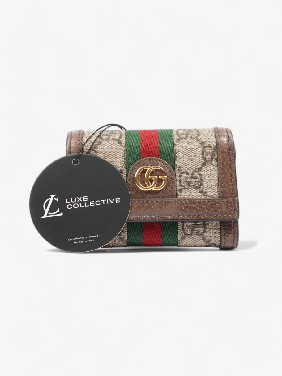 Gucci Ophidia GG French Flap Wallet GG Supreme / Red / Green Coated Canvas Image 7