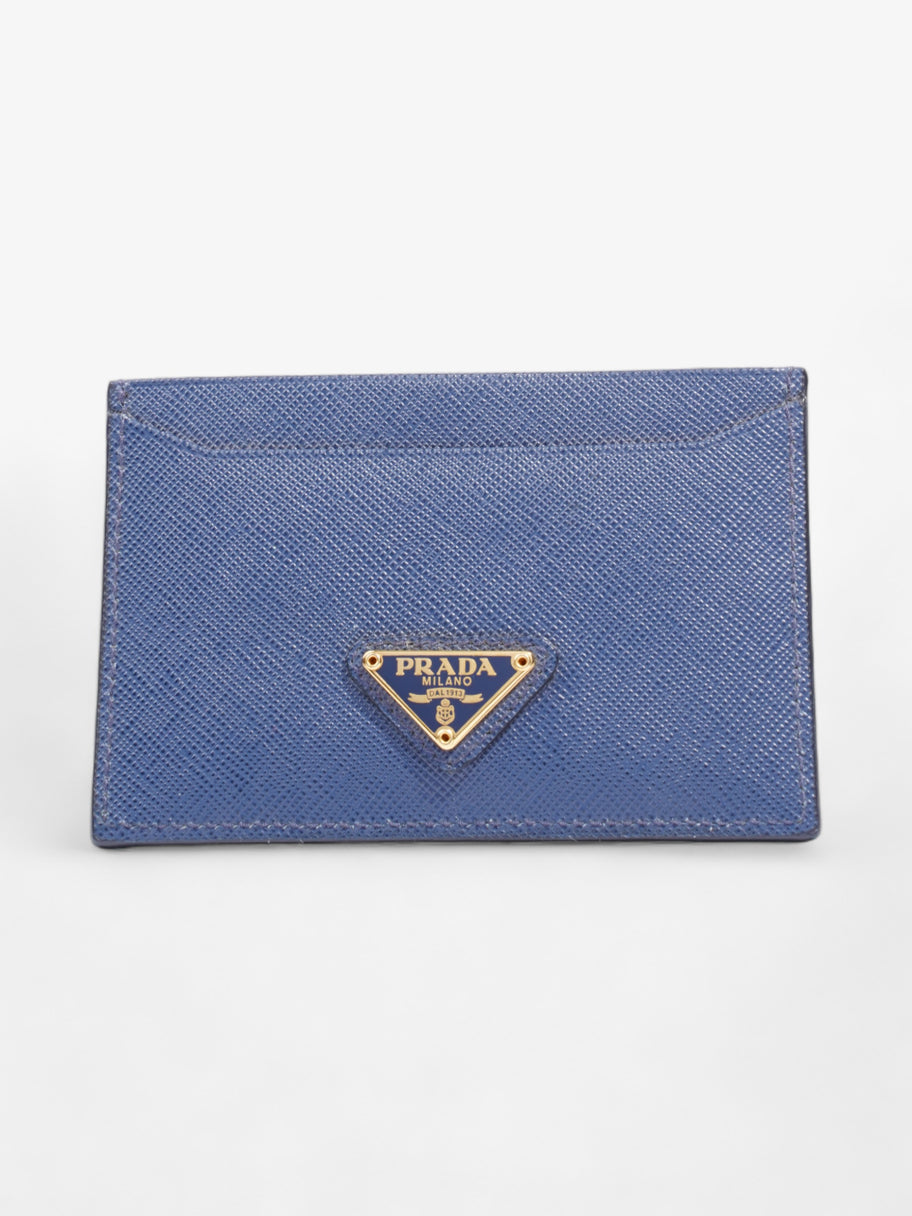 Prada Logo Card Case Wallet Navy Saffiano Leather Image 1