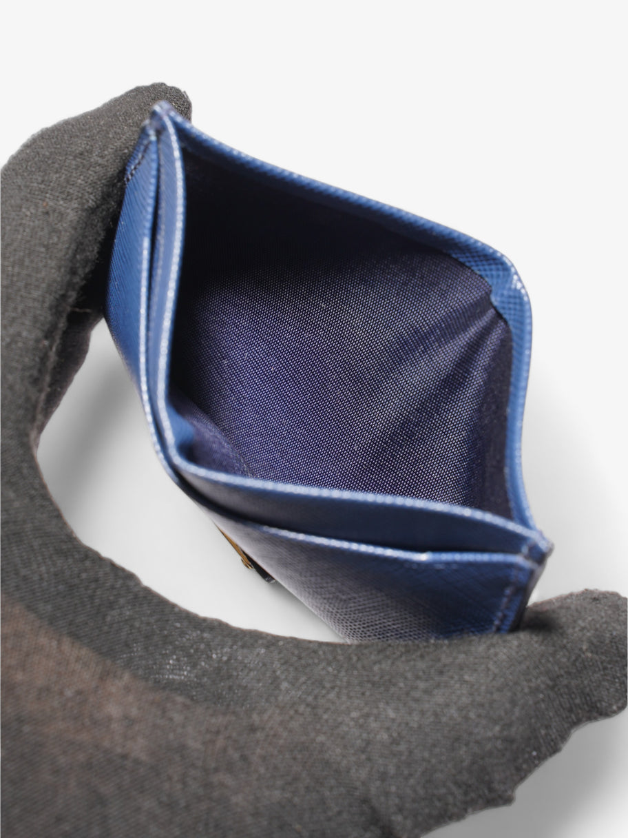Prada Logo Card Case Wallet Navy Saffiano Leather Image 5