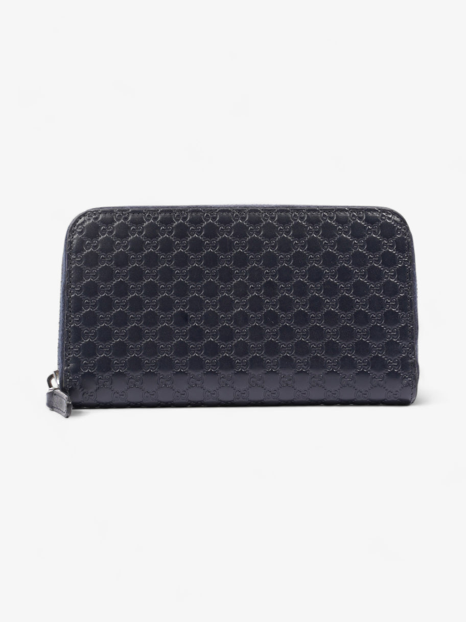 Gucci Microguccissima Zip Around Wallet Navy Blue GG Leather Image 1