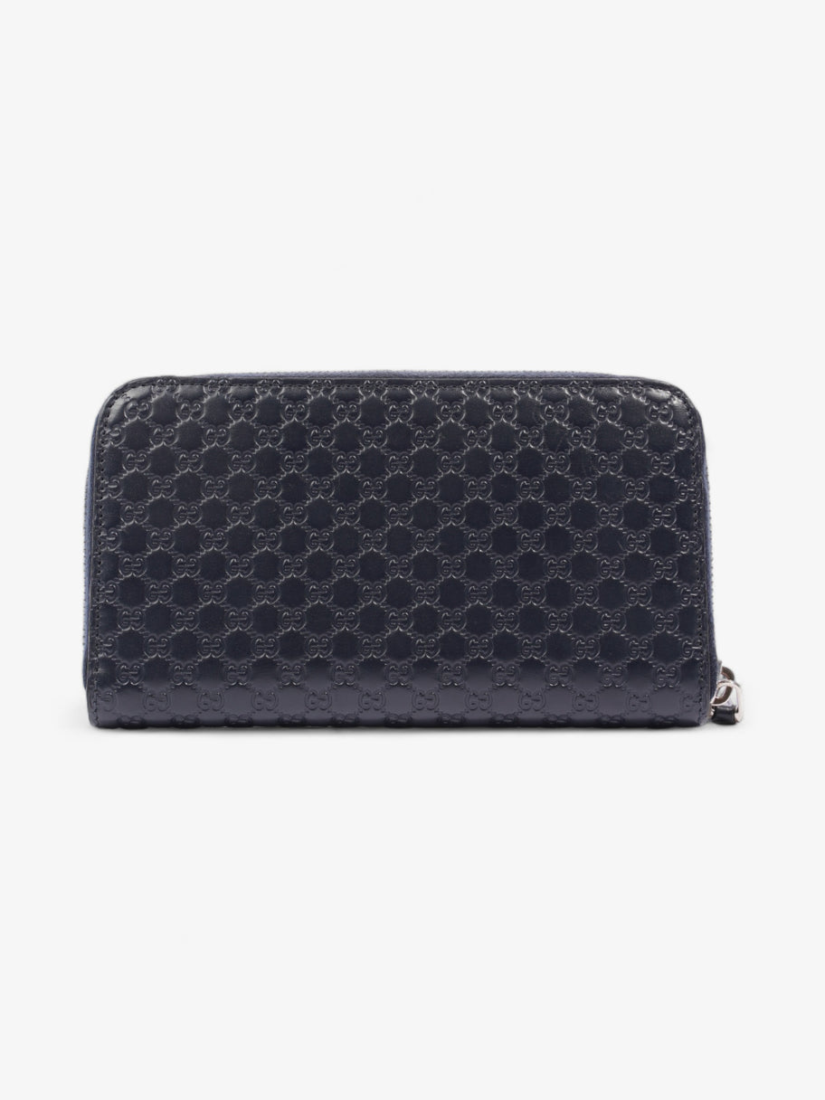 Gucci Microguccissima Zip Around Wallet Navy Blue GG Leather Image 3