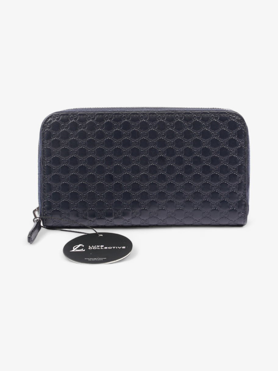 Gucci Microguccissima Zip Around Wallet Navy Blue GG Leather Image 7